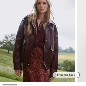 LOFT Deep Burgundy Faux Leather Jacket